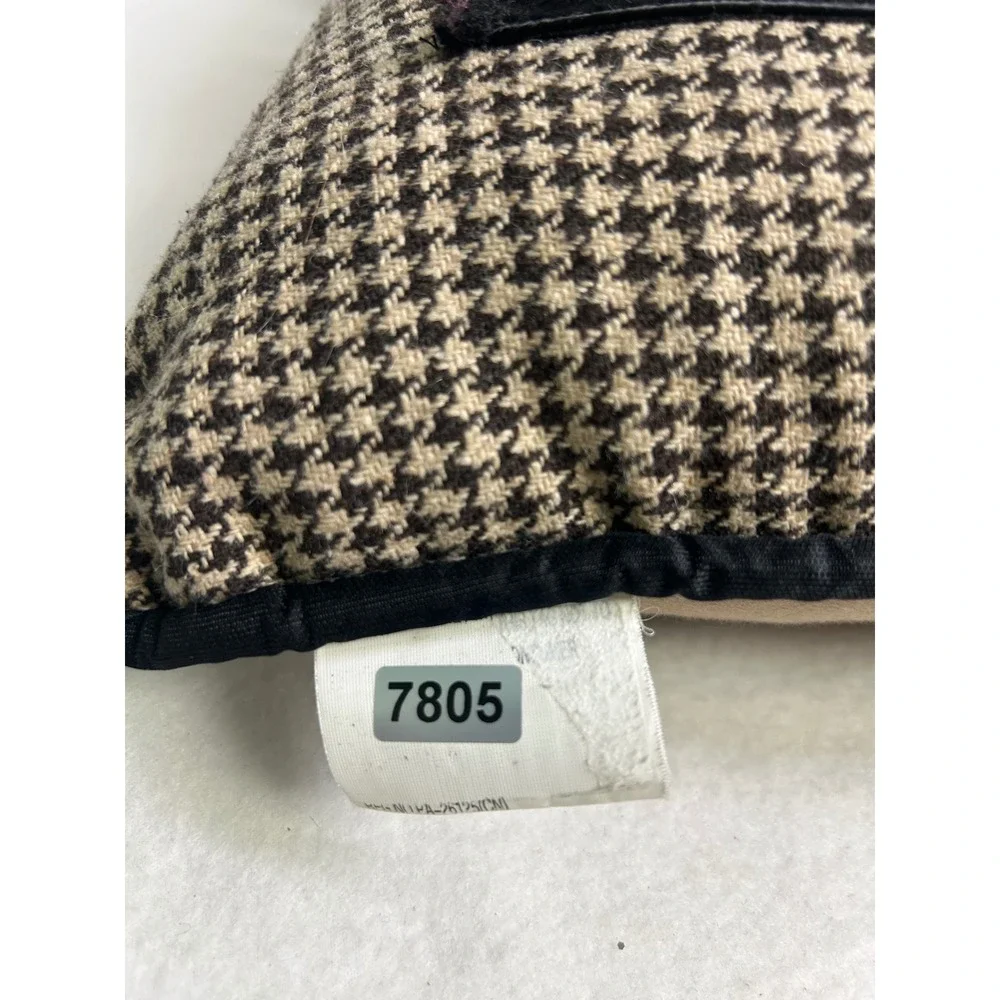 Vintage Rustic Unbranded 16x18 Tan Old World Santa Houndstooth Pillow
